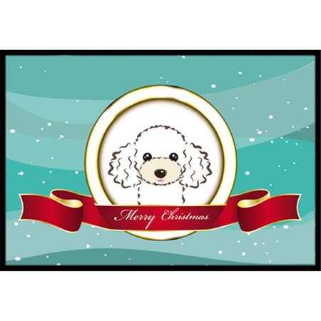 Carolines Treasures White Poodle Merry Christmas Indoor and Outdoor Mat- 18 x 27 in. BB1567MAT
